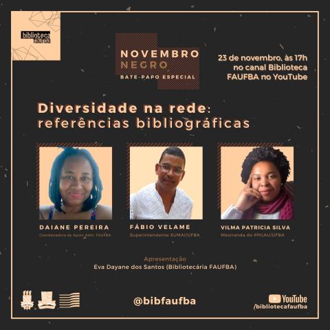 Card de divulgação do evento "Diversidade na rede: referências bibliográficas"